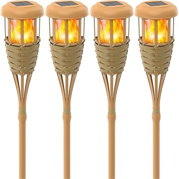 Solar Outdoor Lights, Solar Torch Lights Outdoor Flickering Flame, Outdoor - Picture 7 of 7